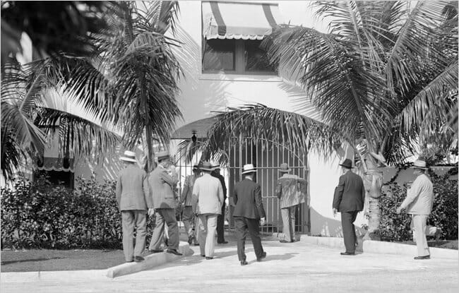 Dade County Sheriff and men approaching 93 Palm Avenue in 1930.