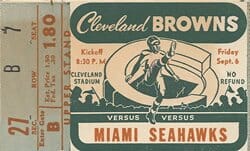 First Game Ticket Stub on September 6th, 1946