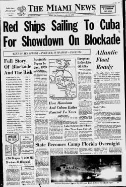 Miami News Headline on October 23rd, 1962