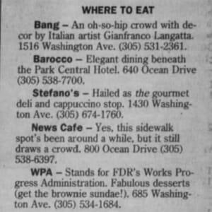 Where to Eat in Palm Beach Post in 1993