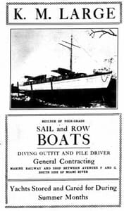 KM Large Boat Yard Ad in 1915.