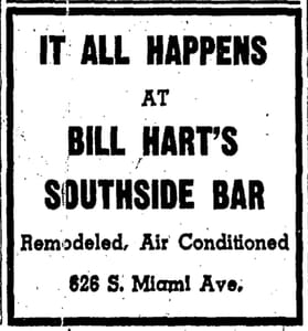 Ad for Southside Bar in 1939.