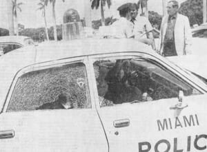 Gunman shoots at Police Squad Car in 1973.