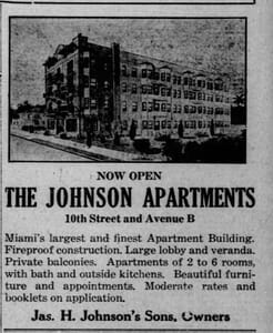 Johnson Apartment Opening in 1917.