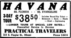 Ad for Practical Travelers in Miami Herald in 1938.