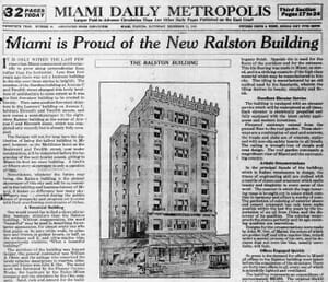 Headline in Miami Metropolis in 1917