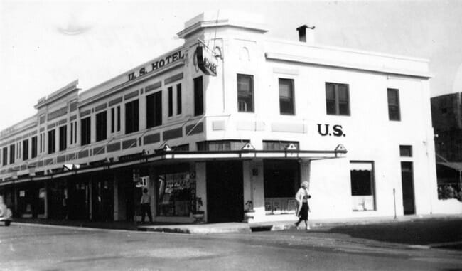 Exterior of U.S. Hotel in 1935.