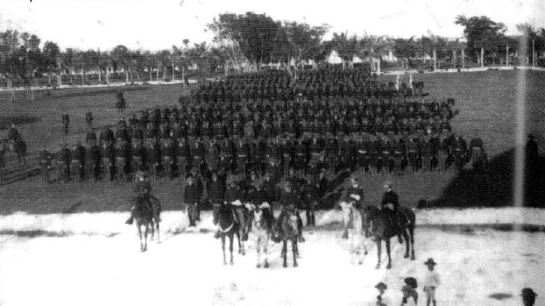 Soldiers Drilling at Royal Palm Park in 1898