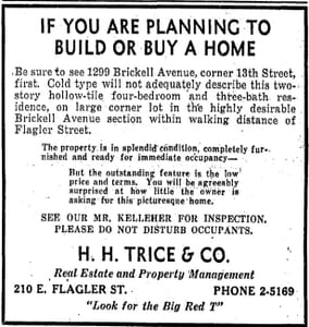 For Sale Ad in Miami Herald in 1936.