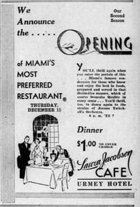 Laura Jacobson Cafe Ad in 1932