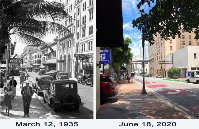 SE First Street in 1935 and 2020
