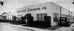 Miami Post Publishing Original Office in Early 1920s