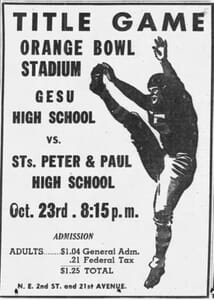 Ad of Catholic High School Title Game on October 23, 1946 in Miami News