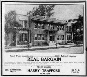 Ad for Royal Palm Apartments in 1924