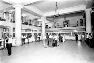 Interior of First National Bank in 1924