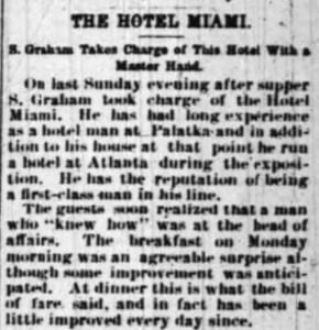 Article in Miami Metropolis on July 10, 1896