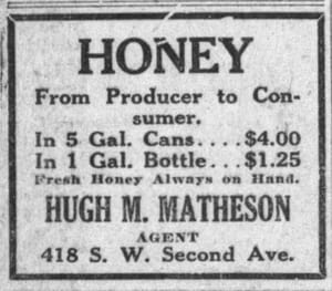 Ad in Miami Herald for Canned Honey in 1925