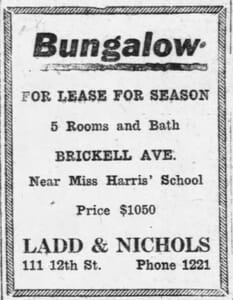 Ad for 1017 Brickell Ave Bungalow
