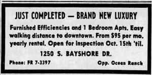 Advertisement in Miami Herald on October 11, 1959