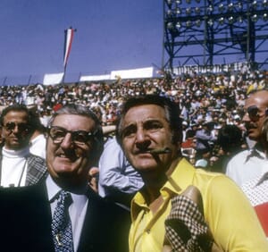 Joe Robbie and Danny Thomas at Super Bowl VII in 1973