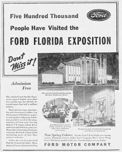 Ad for Ford Florida Exposition on April 7, 1937