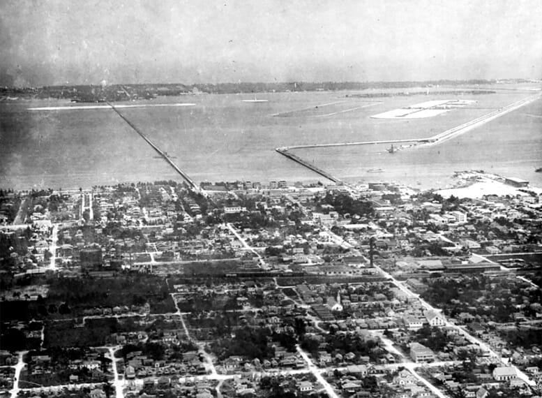 Aerial view of County Causeway in 1920