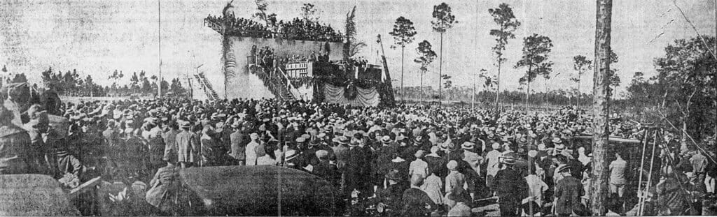 Panoramic view of the cornerstone dedication on February 4, 1926