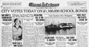 Front page of Miami Tribune on Tuesday, March 2, 1926