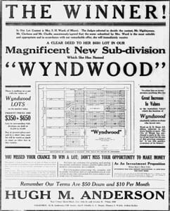 Ad in Miami Metropolis on February 7, 1917