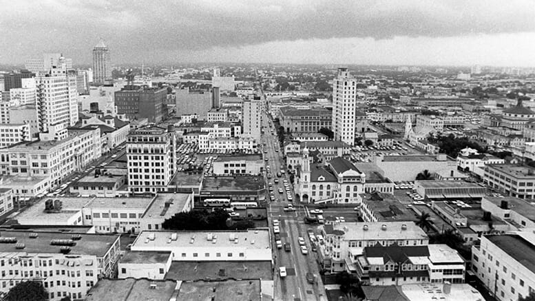 Aerial of NE Third Street in 1969