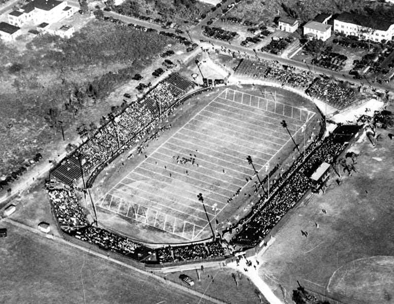 Wooden stadium that preceded Roddey Burdine Stadium from 1935 - 1937
