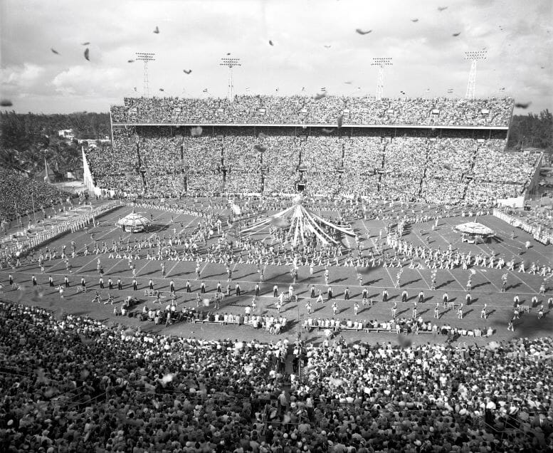 Halftime Show from Sideline Perspective on January 2, 1950