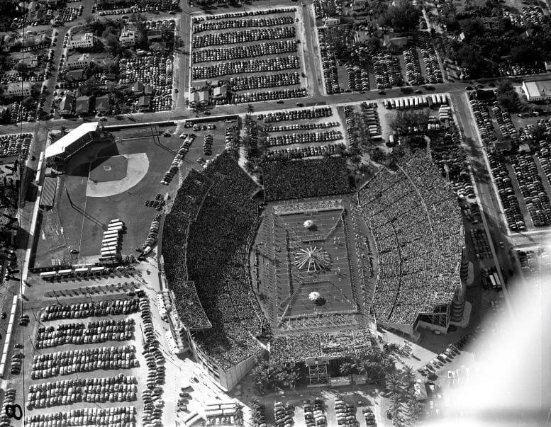 Aerial of the Orange Bowl Stadium in Miami Field in 1950
