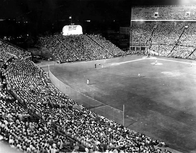 Baseball game played in the Orange Bowl between the Miami Marlins and the Columbus Jets on August 7, 1956