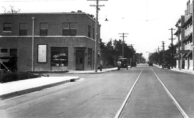 Martina Apartments looking north on South Miami Avenue in 1930s.