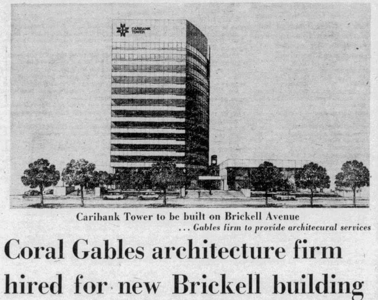 Article about Caribank Tower on March 30, 1980, published in the Miami Herald