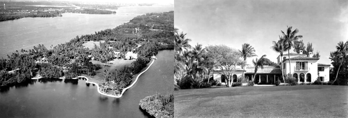 Aerial of Hypoluxo Island along with Casa Alva in the 1930s